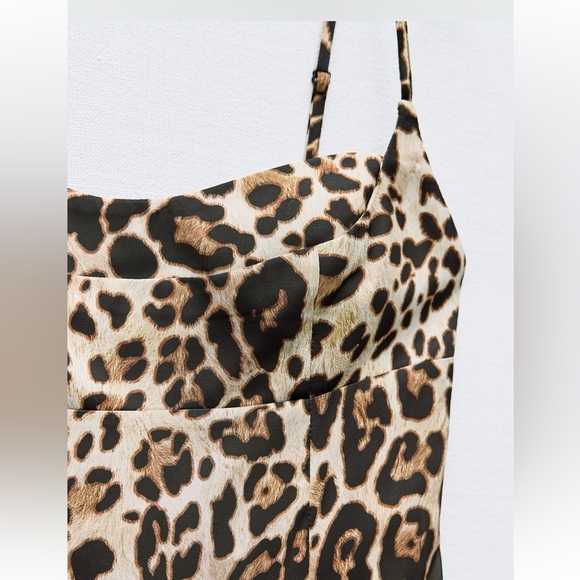 ZARA ANIMAL PRINT MIDI DRESS - Picture 6 of 8